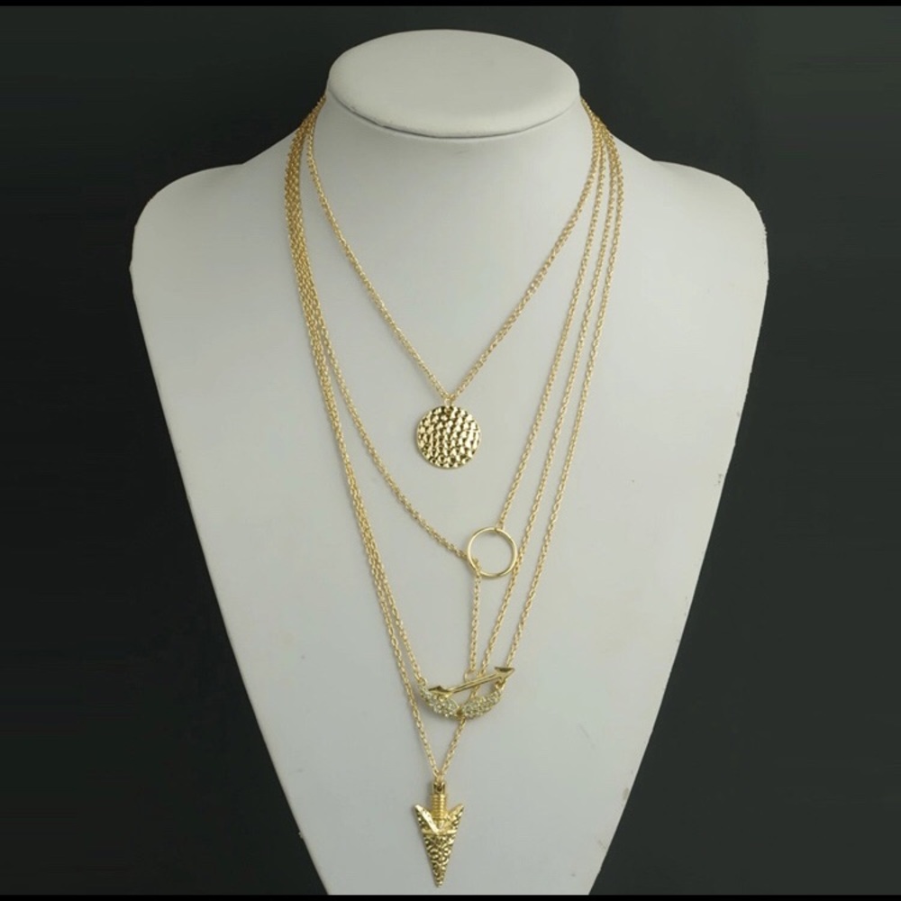 Arrow Angel Wings Dainty Multilayer Necklace - Picture 5 of 6